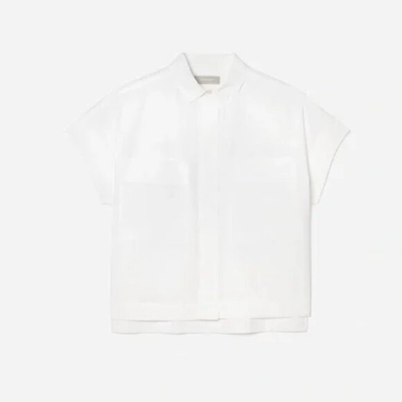 Everlane The Poplin Short-Sleeve Box Shirt Size S White 100%Cotton Relaxed Fit - Picture 3 of 16
